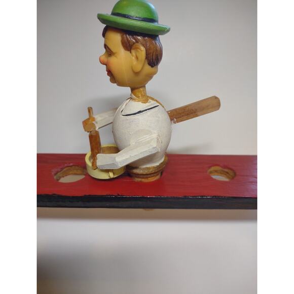 ANRI Chef Stirs Bowl Bottle Stopper Carved Puppet Man Barware Vintage Mechanical - Picture 5 of 8